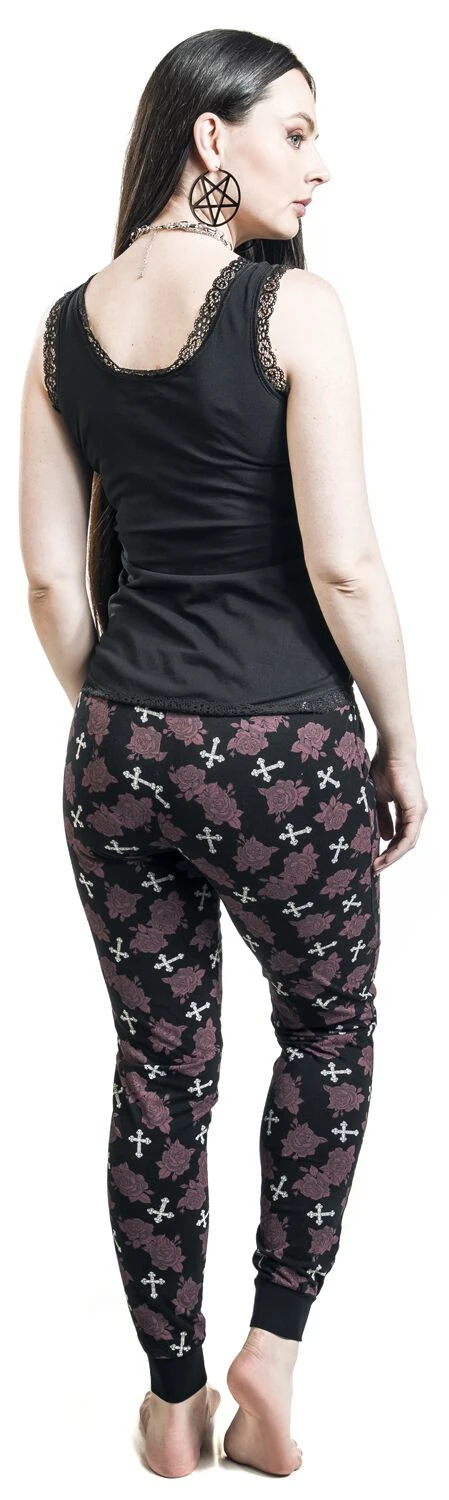"Pyjamas With Roses And Skull" Pyjama Black By Rock Rebel By EMP - Image 7
