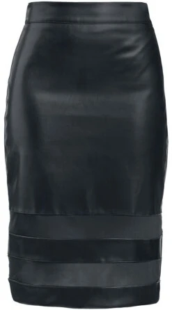 "Pencil Skirt With Mesh" Medium-length Skirt Black By Black Premium By EMP
