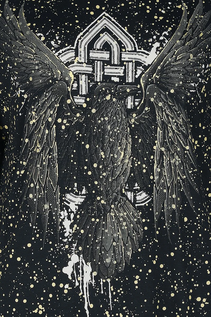 "Long-sleeved Top With Raven Print" Long-sleeve Shirt Black By Black Premium By EMP - Image 3