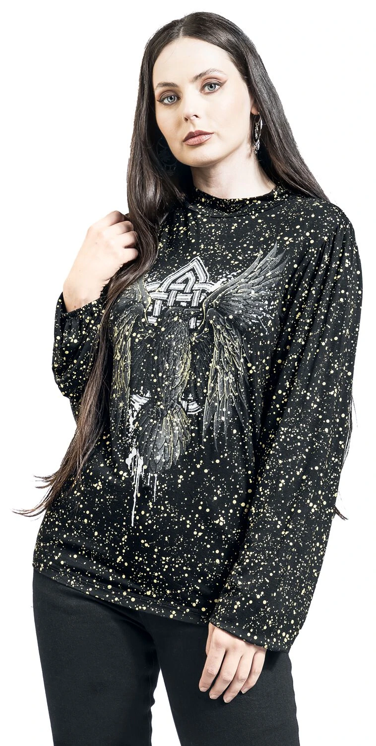 "Long-sleeved Top With Raven Print" Long-sleeve Shirt Black By Black Premium By EMP - Image 4