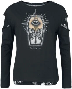 "Double-layer Long-sleeved Shirt" Long-sleeve Shirt Black By Gothicana By EMP