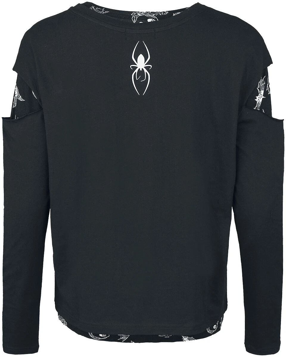 "Double-layer Long-sleeved Shirt" Long-sleeve Shirt Black By Gothicana By EMP - Image 2