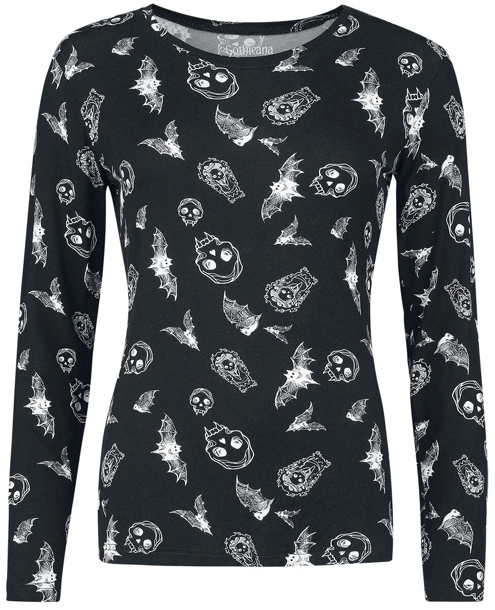 "Double-layer Long-sleeved Shirt" Long-sleeve Shirt Black By Gothicana By EMP - Image 3