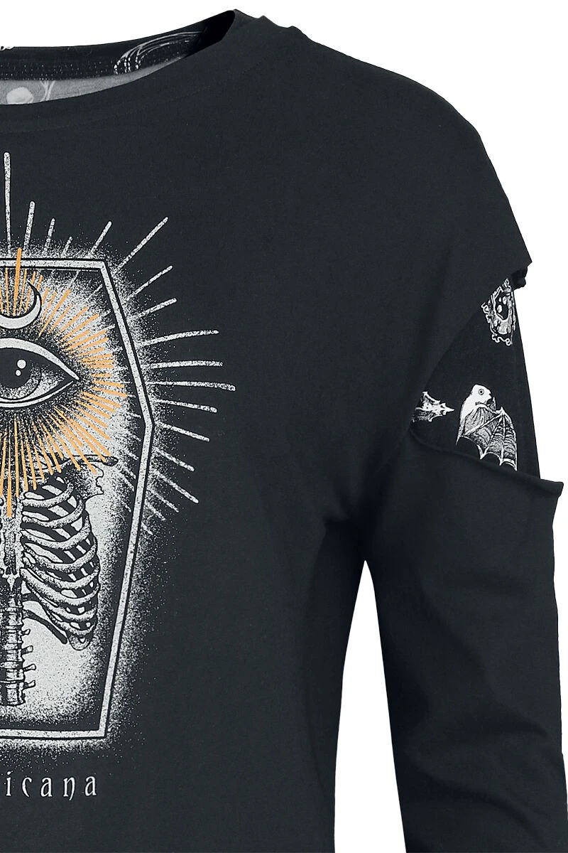 "Double-layer Long-sleeved Shirt" Long-sleeve Shirt Black By Gothicana By EMP - Image 4