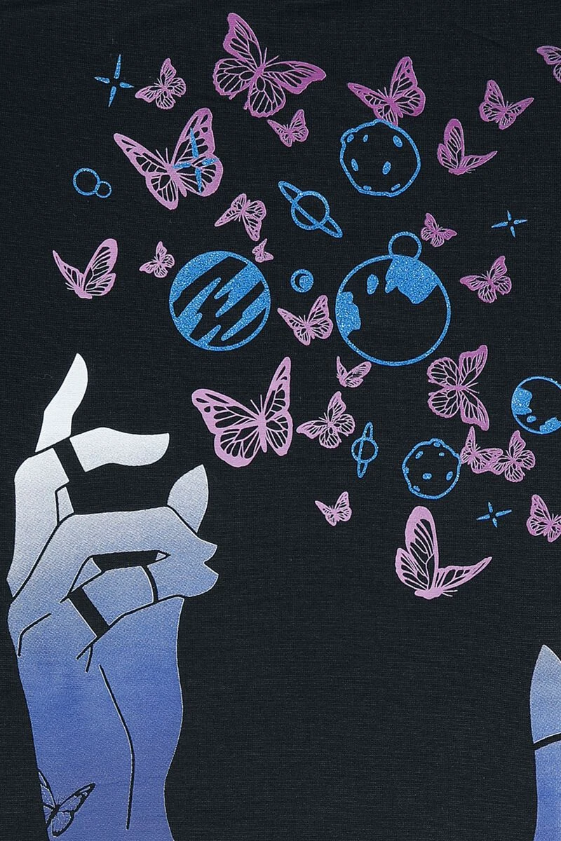 "Long-sleeved Shirt With Playful Print" Long-sleeve Shirt Black By Full Volume By EMP - Image 3