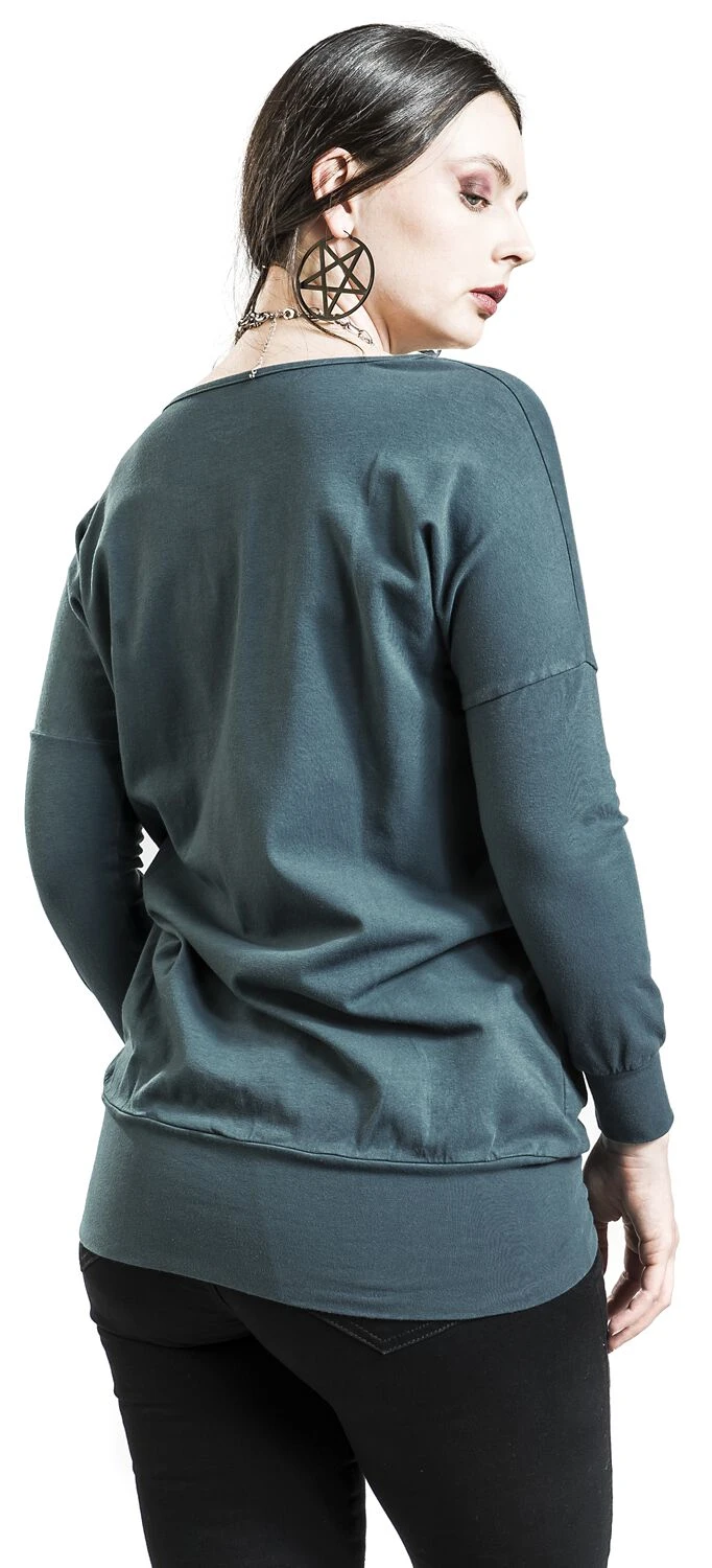 "Long-sleeved Top With Skull" Long-sleeve Shirt Grey By Rock Rebel By EMP - Image 6