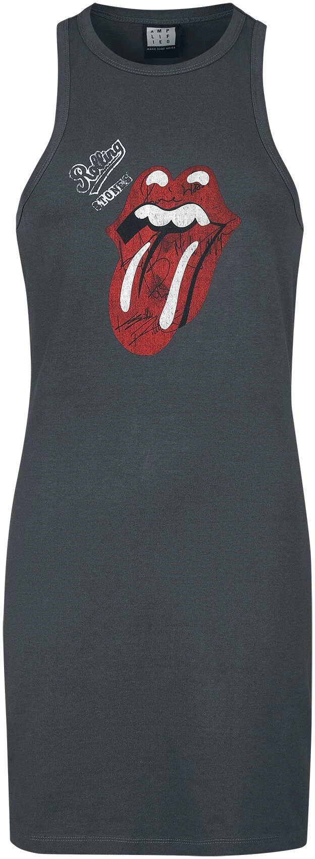 "Amplified Collection - Autograph Tongue" Short Dress Charcoal By The Rolling Stones