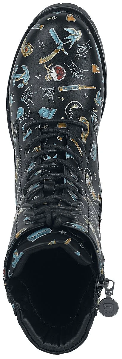 "Lace-up Boots With All-over Print" Boot Black By RED By EMP - Image 5