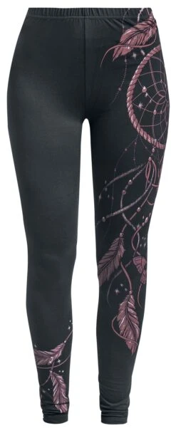 "Leggings With Dreamcatcher Print" Leggings Black By Full Volume By EMP