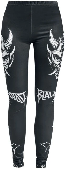"Leggings With Monster - Skull Print" Leggings Black By Black Blood By Gothicana