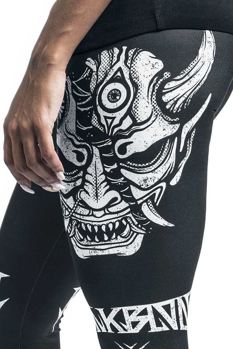 "Leggings With Monster - Skull Print" Leggings Black By Black Blood By Gothicana - Image 3
