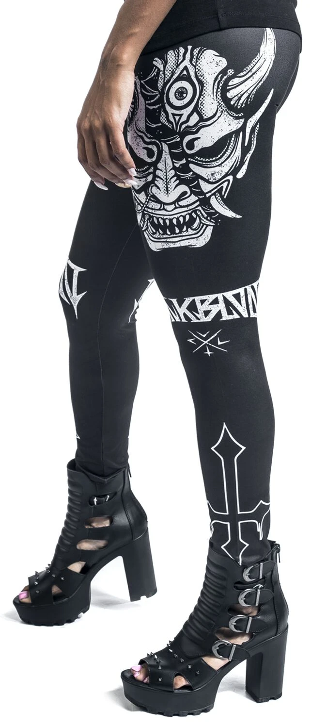 "Leggings With Monster - Skull Print" Leggings Black By Black Blood By Gothicana - Image 5