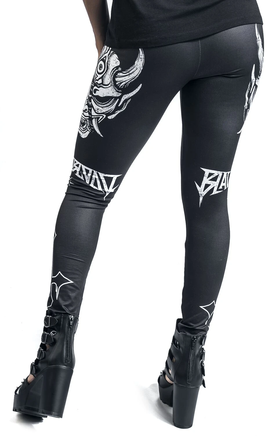 "Leggings With Monster - Skull Print" Leggings Black By Black Blood By Gothicana - Image 6