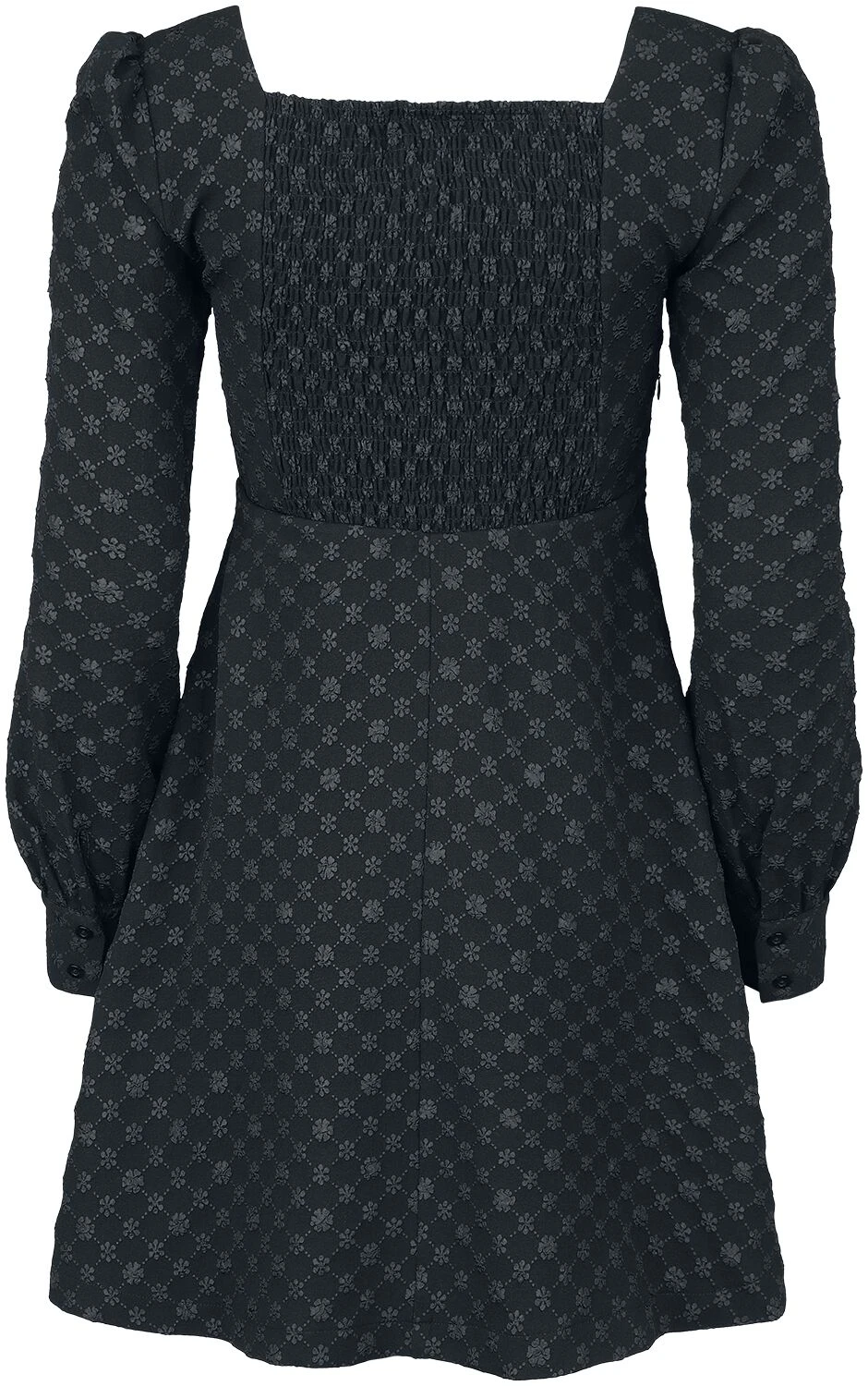 "Short Dress With Floral Border" Short Dress Black By Black Premium By EMP - Image 2