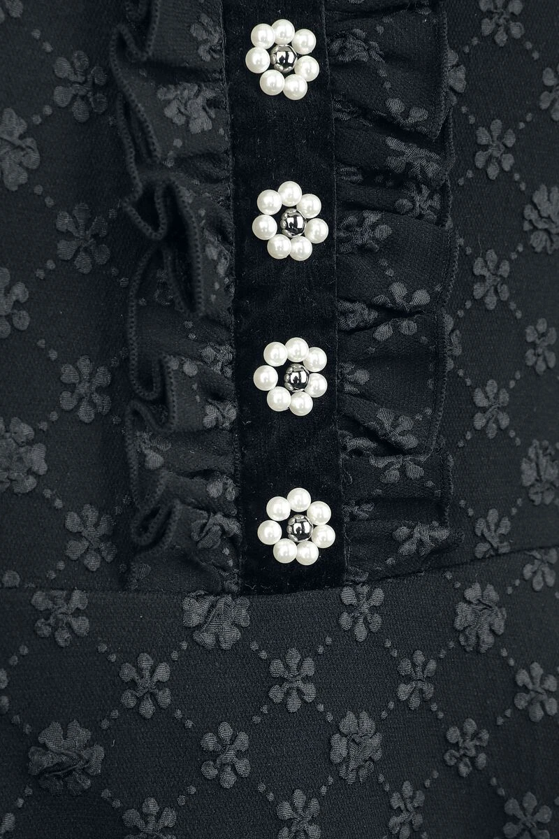 "Short Dress With Floral Border" Short Dress Black By Black Premium By EMP - Image 3