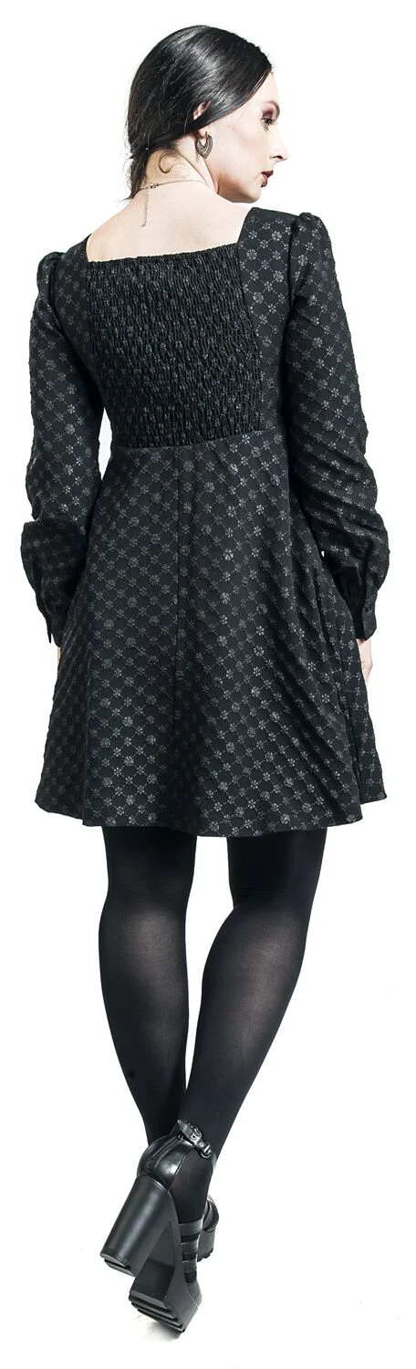 "Short Dress With Floral Border" Short Dress Black By Black Premium By EMP - Image 5