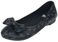 "Ballerina Pumps With Bow And Print" Ballerinas Black By Black Premium By EMP