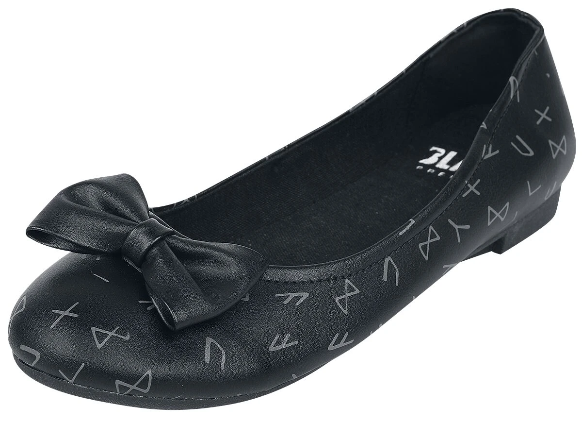 "Ballerina Pumps With Bow And Print" Ballerinas Black By Black Premium By EMP