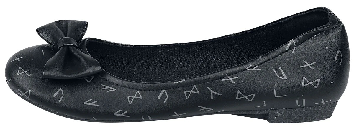 "Ballerina Pumps With Bow And Print" Ballerinas Black By Black Premium By EMP - Image 4