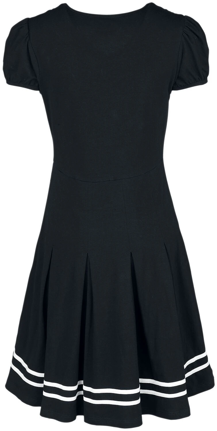 "Old-school Dress With Rose Print" Short Dress Black By Rock Rebel By EMP - Image 2