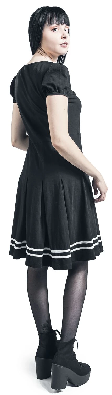 "Old-school Dress With Rose Print" Short Dress Black By Rock Rebel By EMP - Image 5