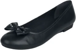 "Ballerina Pumps With Bow And Studs" Ballerinas Black By Rock Rebel By EMP