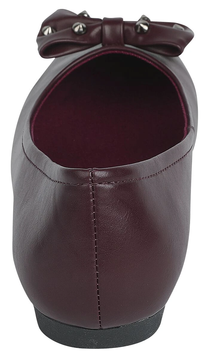 "Dark-red Ballerina Pumps With Bow And Studs" Ballerinas Dark Red By Rock Rebel By EMP - Image 2
