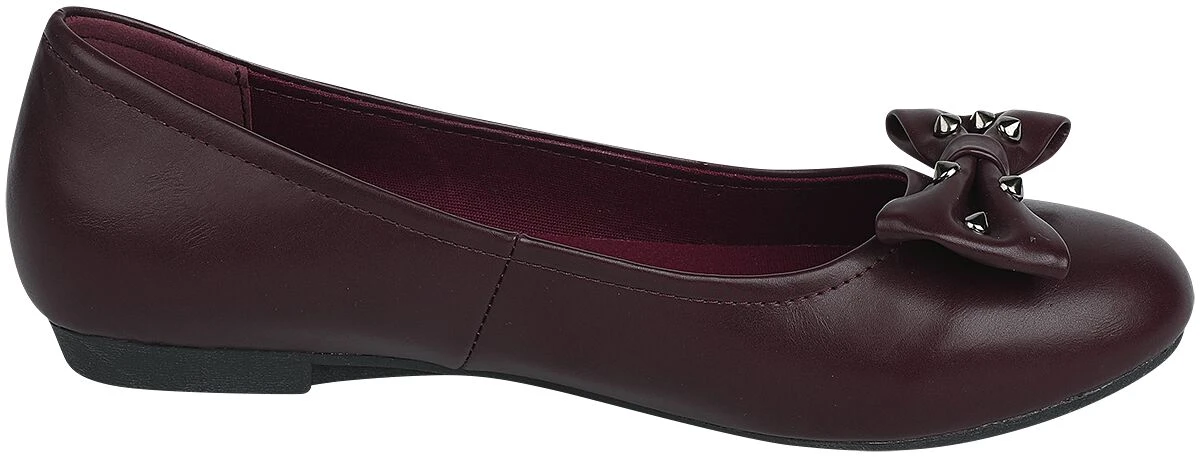 "Dark-red Ballerina Pumps With Bow And Studs" Ballerinas Dark Red By Rock Rebel By EMP - Image 3