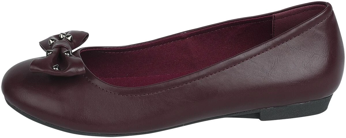 "Dark-red Ballerina Pumps With Bow And Studs" Ballerinas Dark Red By Rock Rebel By EMP - Image 4