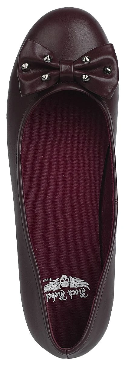 "Dark-red Ballerina Pumps With Bow And Studs" Ballerinas Dark Red By Rock Rebel By EMP - Image 5