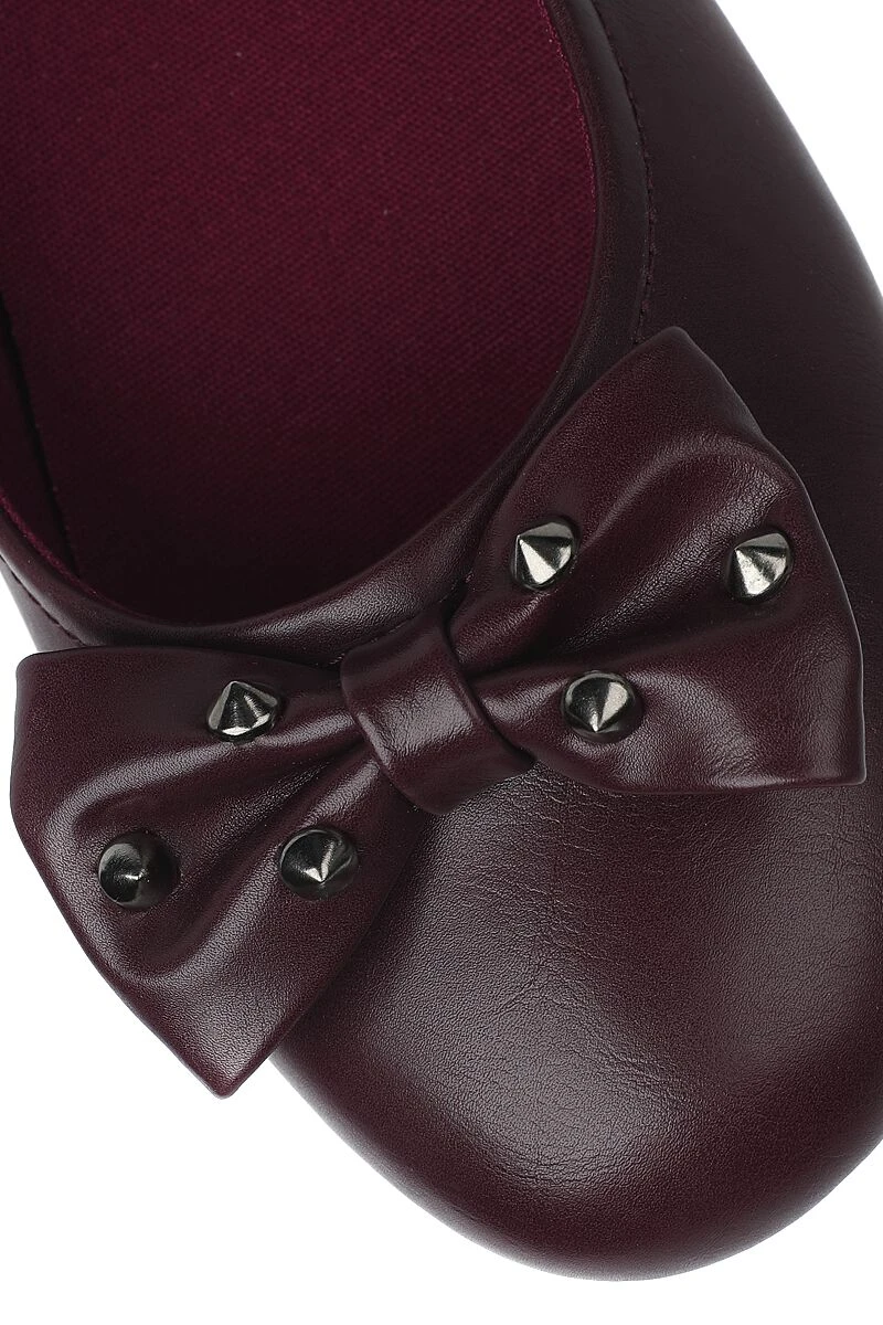 "Dark-red Ballerina Pumps With Bow And Studs" Ballerinas Dark Red By Rock Rebel By EMP - Image 7