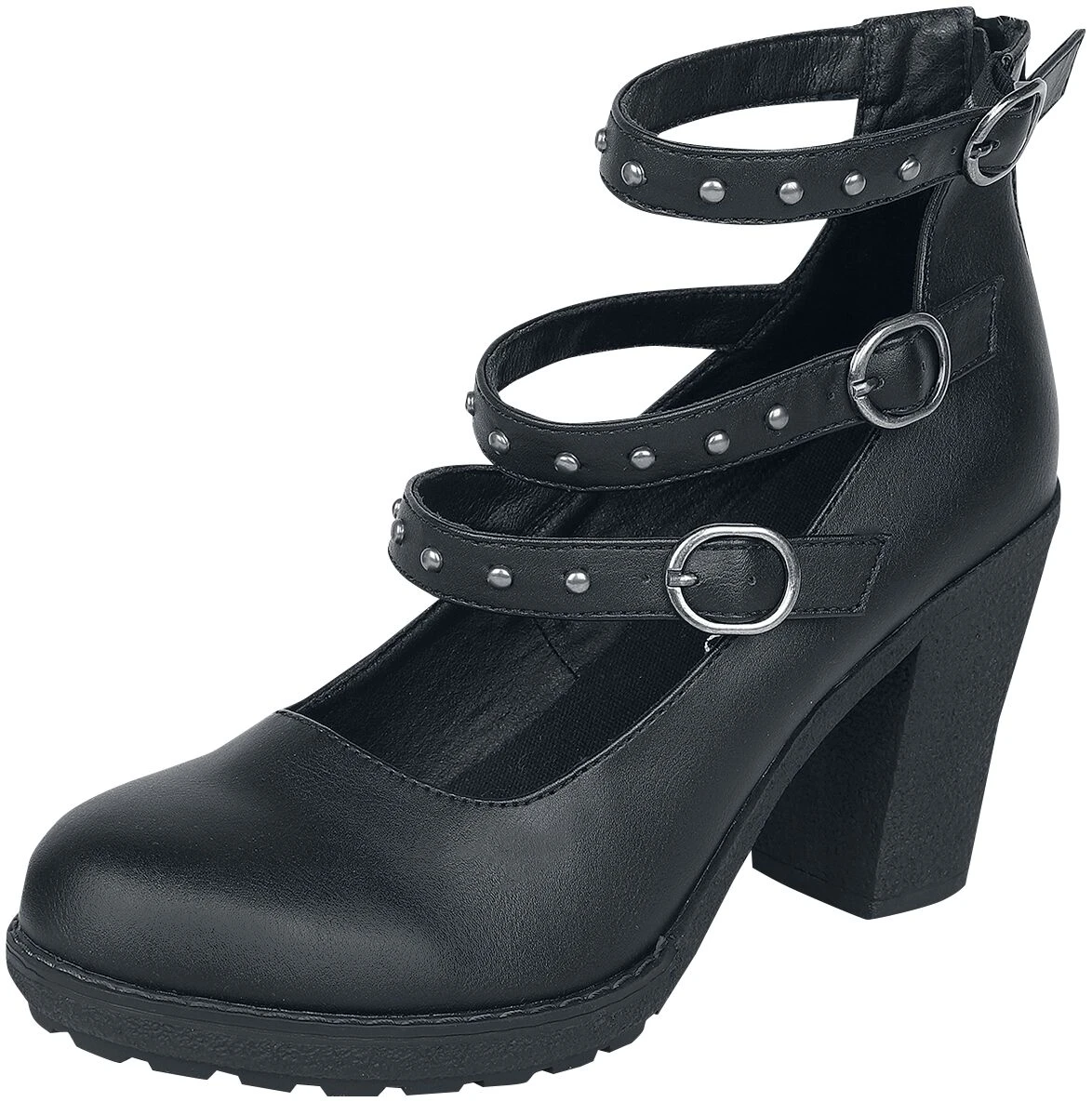 "High Heels With Straps And Rivets" High Heel Black By Gothicana By EMP