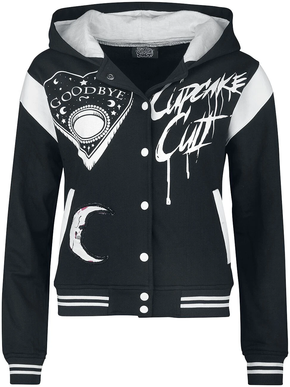 "Under The Moon Varsity" Hooded Zip Black-white By Heartless