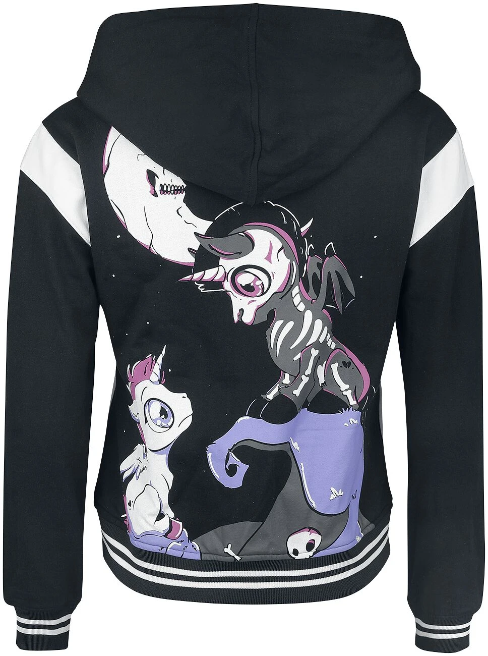 "Under The Moon Varsity" Hooded Zip Black-white By Heartless - Image 2