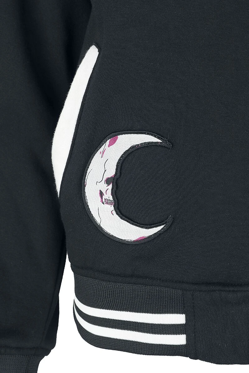 "Under The Moon Varsity" Hooded Zip Black-white By Heartless - Image 3