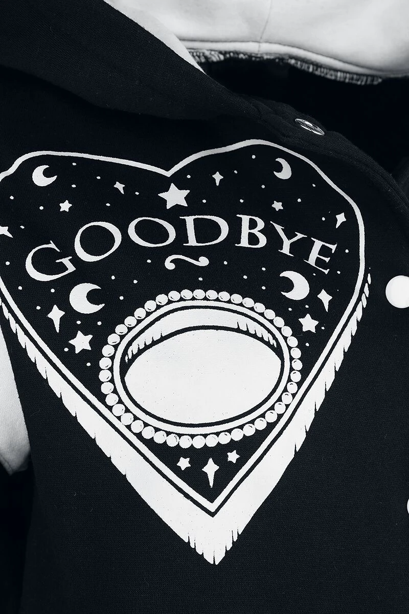 "Under The Moon Varsity" Hooded Zip Black-white By Heartless - Image 4