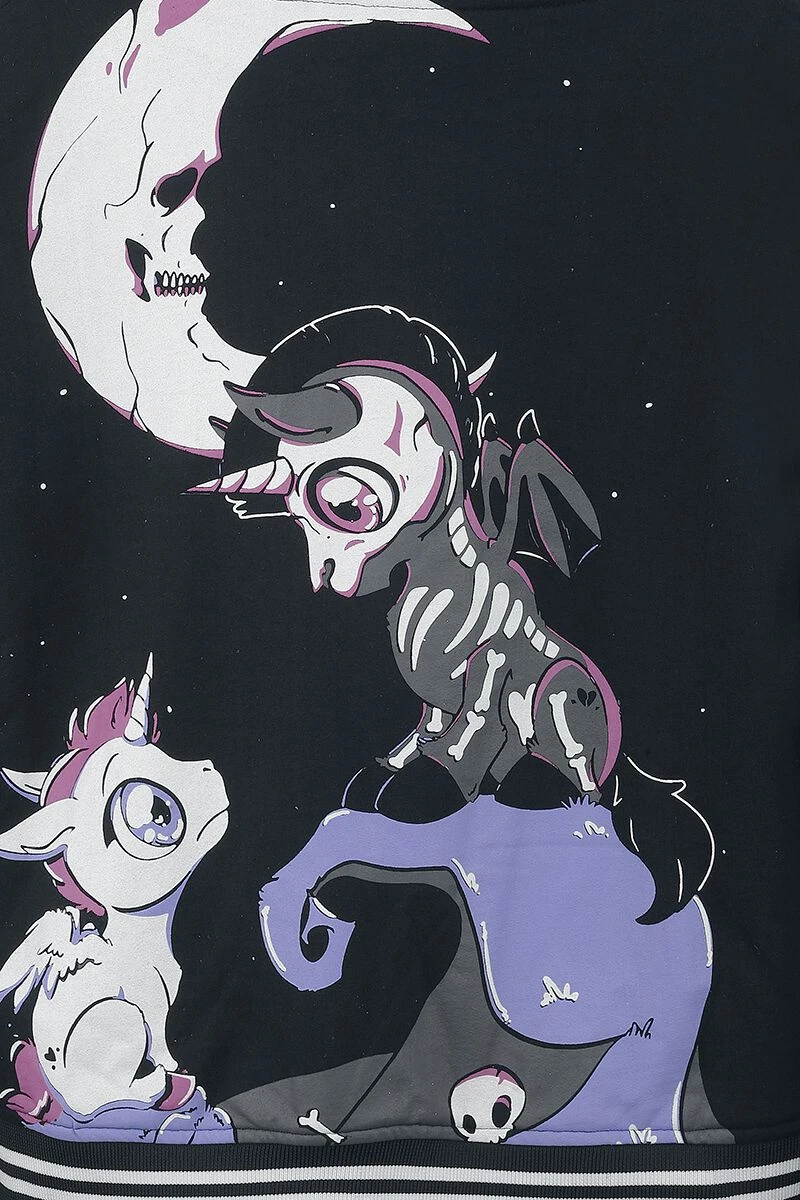 "Under The Moon Varsity" Hooded Zip Black-white By Heartless - Image 5