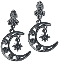 "Black Moon" Earring Black By Gothicana By EMP