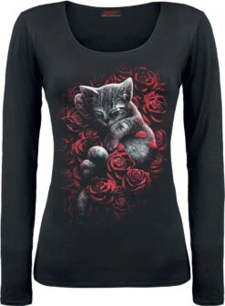 "Bed Of Rose" Long-sleeve Shirt Black By Spiral