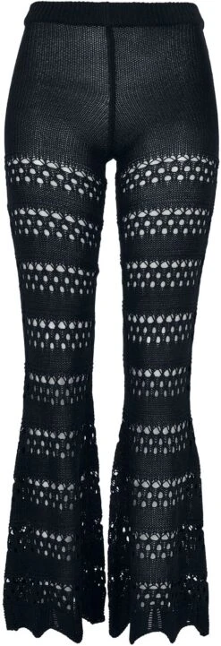 "Ladies’ Flared Crochet Knit Leggings" Leggings Black By Urban Classics