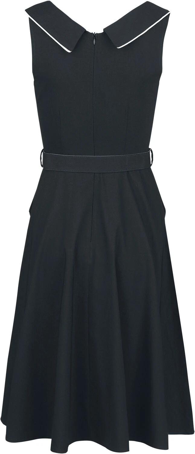 "Asymmetrical Neckline Piping Detail Flare Dress" Medium-length Dress Black-white By Voodoo Vixen - Image 2