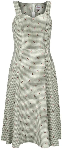 "‘Day Of Love’ Cherry Dress" Medium-length Dress Green-white By Banned Retro