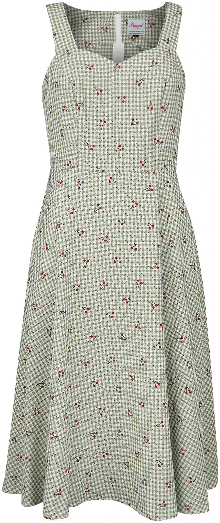 "‘Day Of Love’ Cherry Dress" Medium-length Dress Green-white By Banned Retro