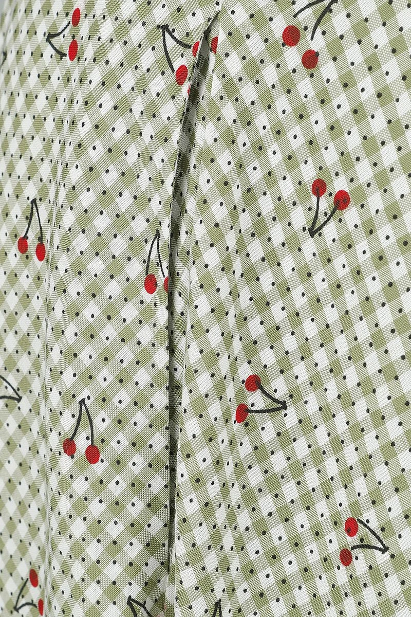 "‘Day Of Love’ Cherry Dress" Medium-length Dress Green-white By Banned Retro - Image 3