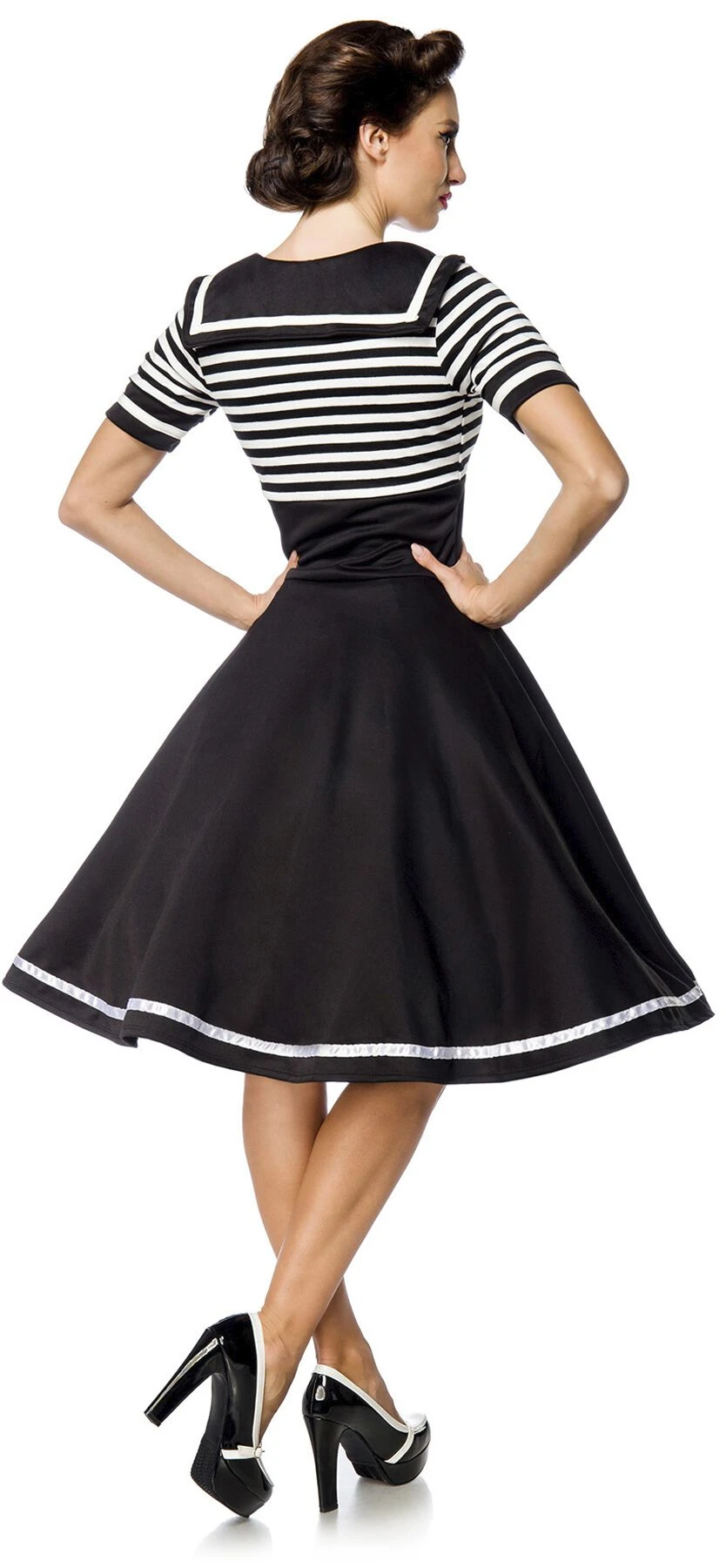 "Marine-Style Swing Dress" Medium-length Dress Black-white By Belsira - Image 2