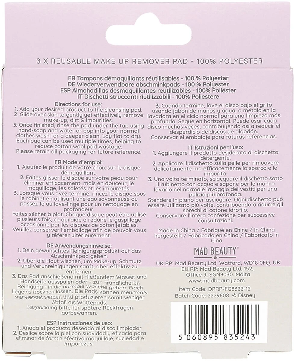 "Mad Beauty - Reusable Makeup Removal Pads" Cosmetics White-pink By The Little Mermaid - Image 2