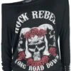 "Long-sleeved Shirt With Skull And Roses Print" Long-sleeve Shirt Black By Rock Rebel By EMP